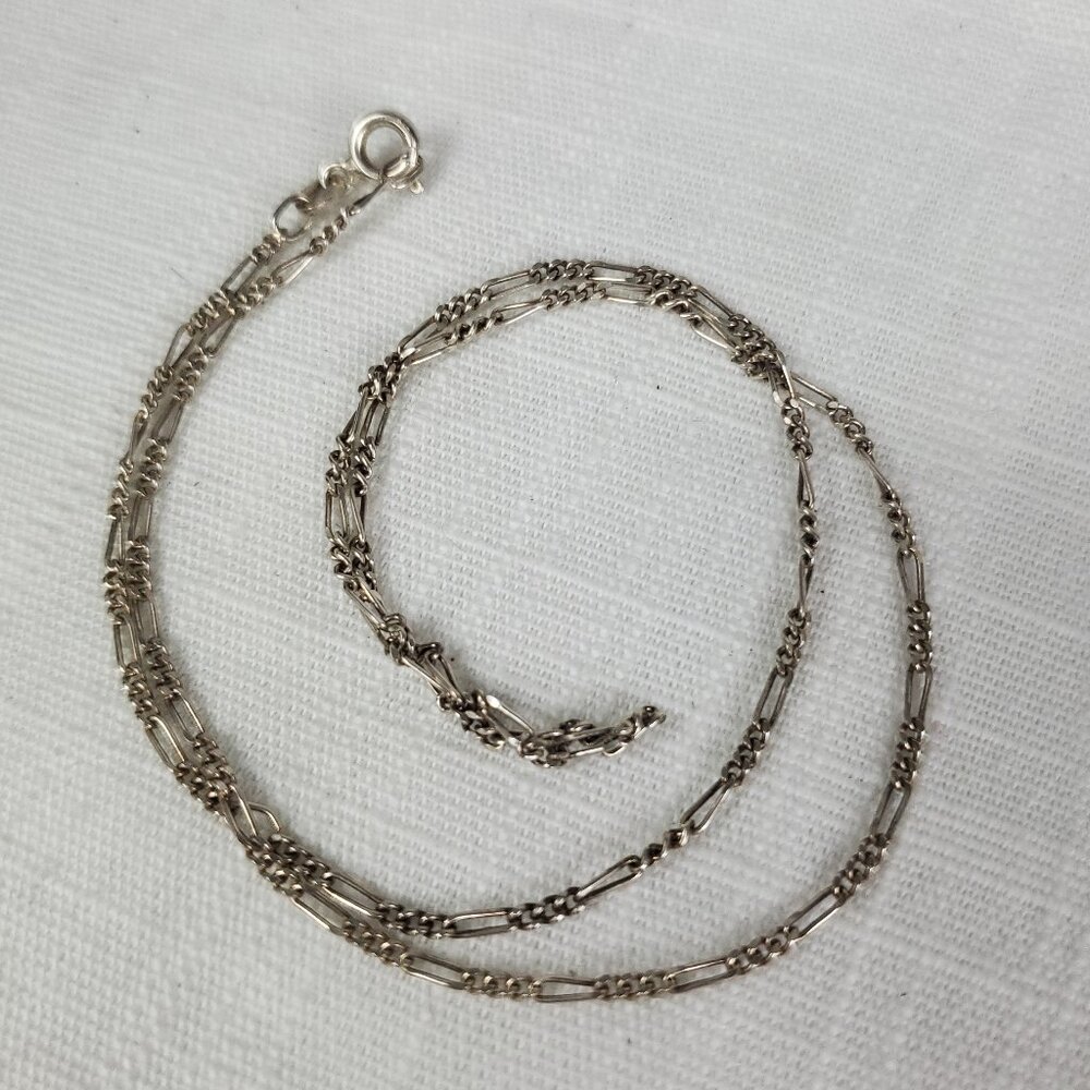 Beautiful Small Dainty Figaro Womens Sterling Silver Necklace